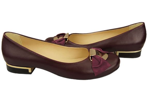 Damen-Ballerinas, Naturleder, Burgunderrot 894 ElitaBut