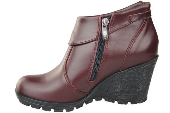 Damenschuhe Keilstiefel, Naturleder, Burgund 739 ElitaBut