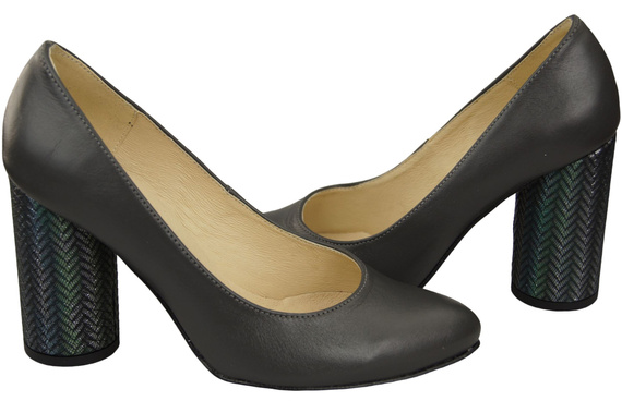 Damenschuhe Graphite Pumps Naturleder Bunter Zierabsatz 194 ElitaBut