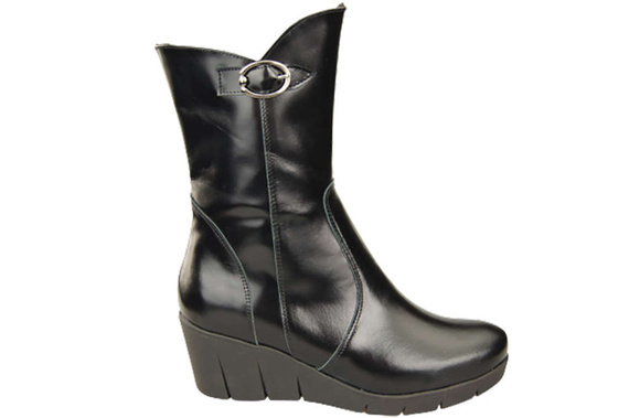 Damen-Keilstiefel, Naturleder, Schwarz, Glänzend 178 ElitaBut
