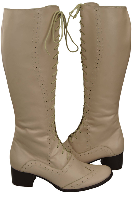 Schuhe Damenstiefel Schnürstiefel aus Naturleder Cappuccino Bright 595 ElitaBut