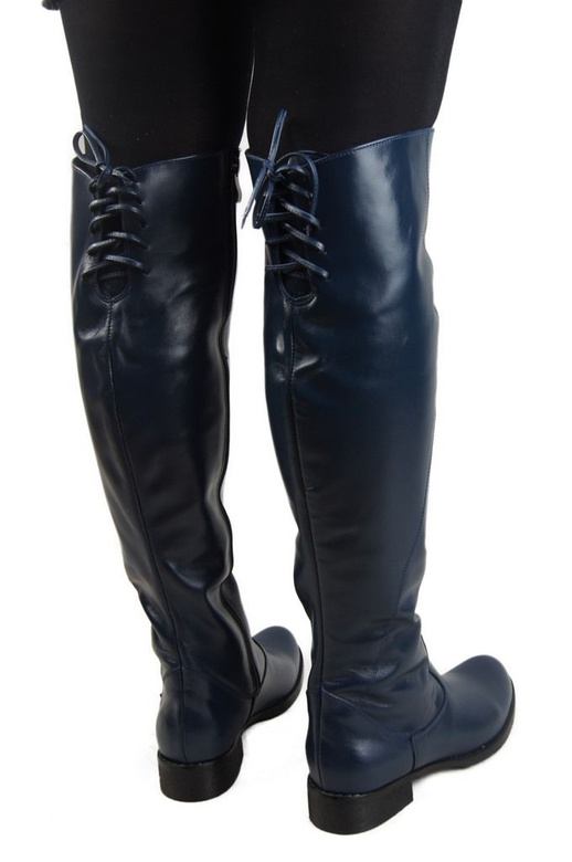 Schuhe Damenstiefel Stiefel Overknee-Stiefel Naturleder Marineblau 121 ElitaBut