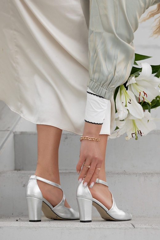 Damenschuhe Silberne Sandalen, Naturleder 186 ElitaBut