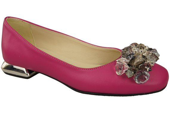 Damen Purpurfarbig Pumps mit Kristallen flach Naturleder 216 ElitaBut