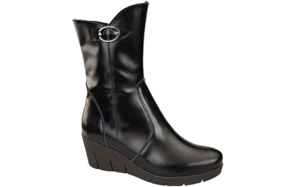 Damen-Keilstiefel, Naturleder, Schwarz, Glänzend 178 ElitaBut