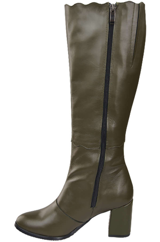 Klassische Damenstiefel, Naturleder, Olive 176 ElitaBut