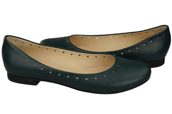 Damenschuhe Bequeme Ballerinas, Naturleder, Malachit 162 ElitaBut