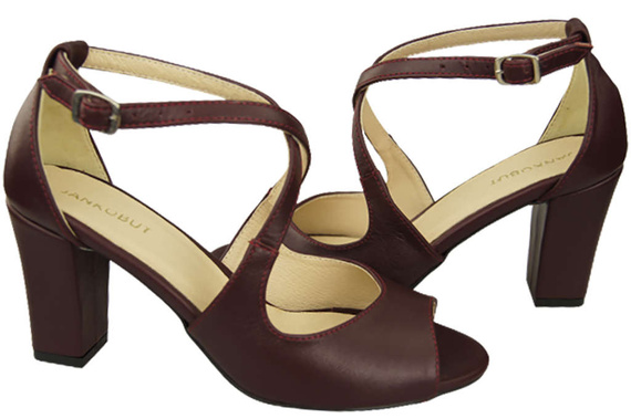 Damenschuhe Burgunderrote Sandalen, Naturleder 186 ElitaBut