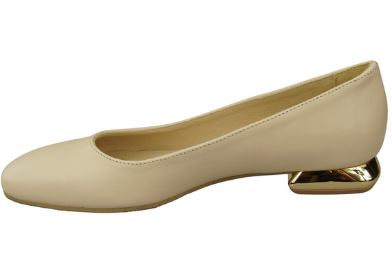 Flache Frauen Schuhe Beige Dekorative Ferse Naturleder 209 ElitaBut