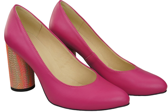 Damenschuhe Pumps Lila Naturleder Bunter Zierabsatz 194 ElitaBut