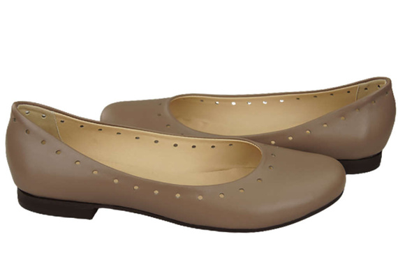 Damenschuhe Bequeme Ballerinas, Naturleder Cappuccino 162 ElitaBut