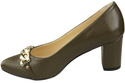 Klassische Frauen Oliv Naturleder Schuhe mit Gold Ornament Kette 200 ElitaBut