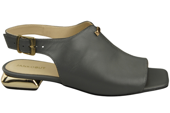 Bequeme Frauenschuhe Sandalen Aschgrau Flacher Goldabsatz Naturleder 207 ElitaBut