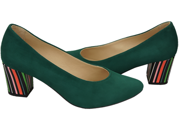 Damenschuhe Malachite Pumps Natürliches Wildleder Dekorativer Absatz 158 von ElitaBut