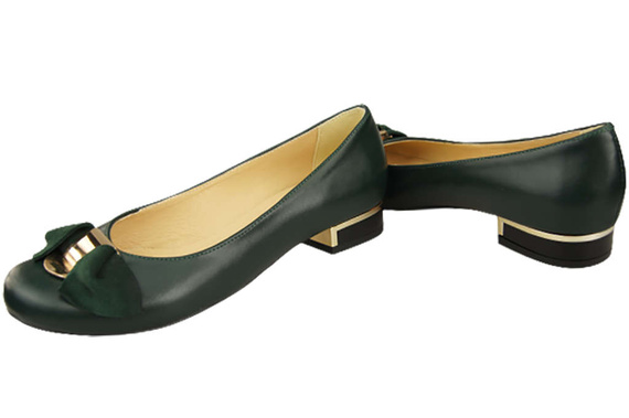 Damen-Ballerinas, Naturleder, Malachit 894 ElitaBut