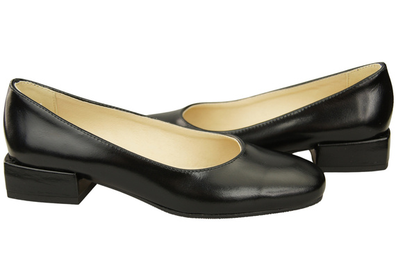 Bequeme Frauen Schuhe Schwarz glänzend Flats Natural Leder 204 ElitaBut