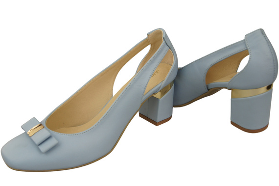 Schuhe Damen Hellblau Pumps aus Naturleder mit dekorativem Absatz 199 ElitaBut