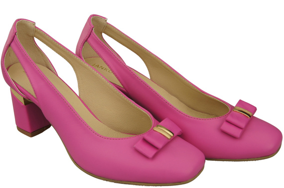 Schuhe Damen Fuchsia Pumps aus Naturleder mit dekorativem Absatz 199 ElitaBut