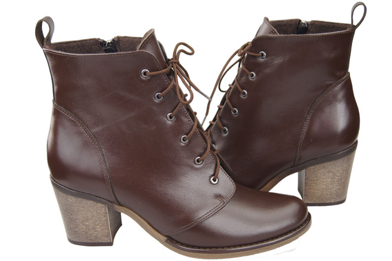 Winter-Schnürstiefel für Damen, Naturleder, Schokolade 188 von ElitaBut