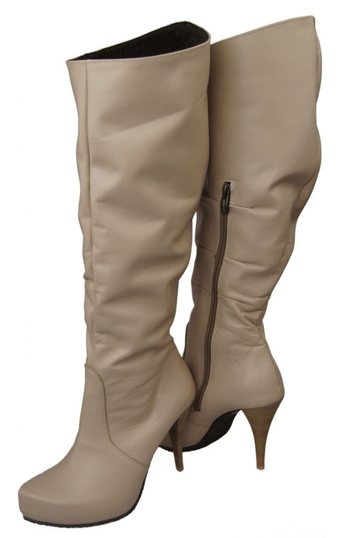 Schuhe Damenstiefel Plateau Naturleder Cappuccino 120 ElitaBut