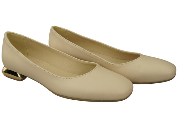 Flache Frauen Schuhe Beige Dekorative Ferse Naturleder 209 ElitaBut