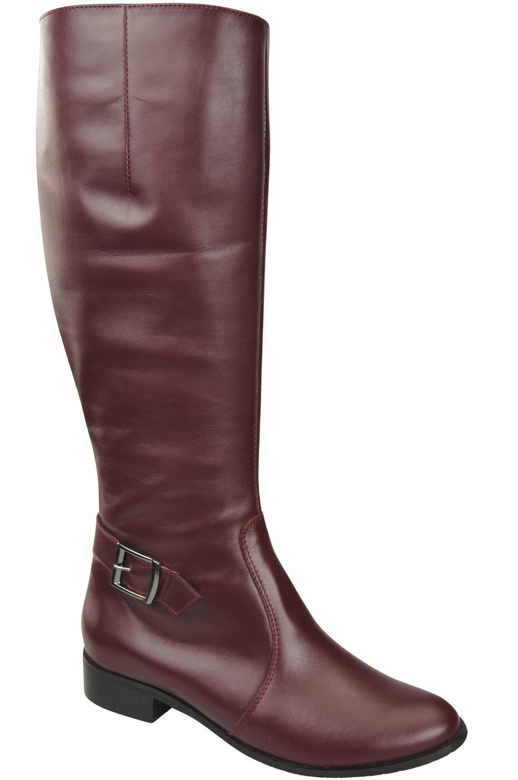 Damen-Lederstiefel Burgund Gefüttert Offiziersstiefel, Flach 225 ElitaBut