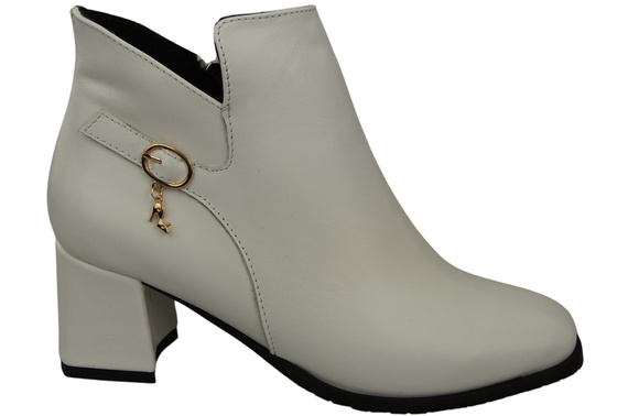 Damen-Stiefeletten ElitaBut 226 Weiß aus Naturleder, gefüttert, eckige Zehenkappe, Blockabsatz