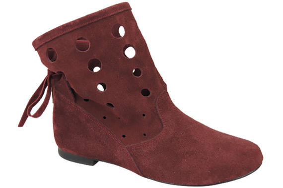 Schuhe Damen-Stiefeletten, natürliches Veloursleder, Burgund 160 ElitaBut