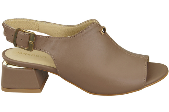 Damenschuhe Cappuccino Sandalen Dunkelgoldene Schnalle Naturleder 198 ElitaBut