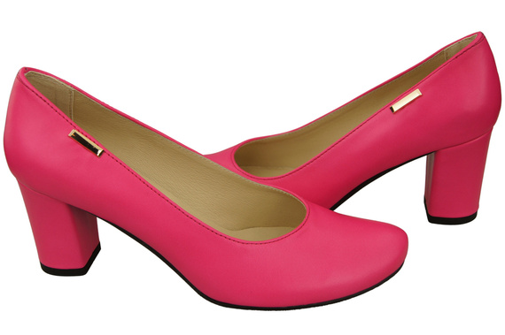 Klassische Damen Neon Pink Leder Mandel Nase Pumps 201 ElitaBut