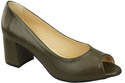 Damenschuhe PEEP TOE Olive Pumps Naturleder mit beschichtetem Absatz 192 ElitaBut