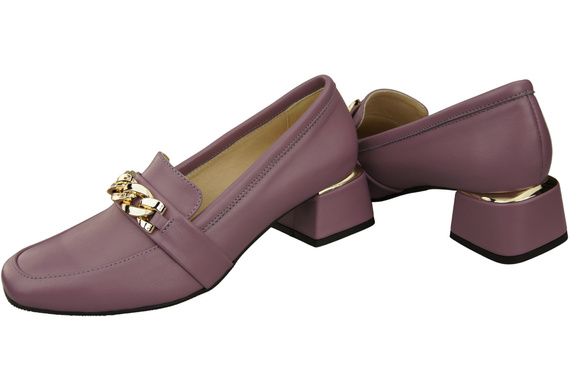 Damenschuhe mit Zierkette Pumps Mokassins Naturleder 193 Lila ElitaBut