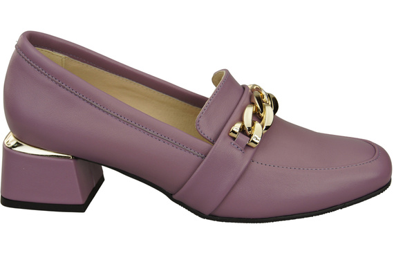 Damenschuhe mit Zierkette Pumps Mokassins Naturleder 193 Lila ElitaBut