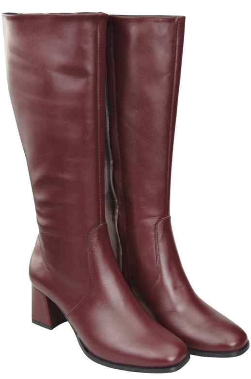 Bequeme Damen Burgund Niedrig Absatz Stiefel Naturleder 212 ElitaBut