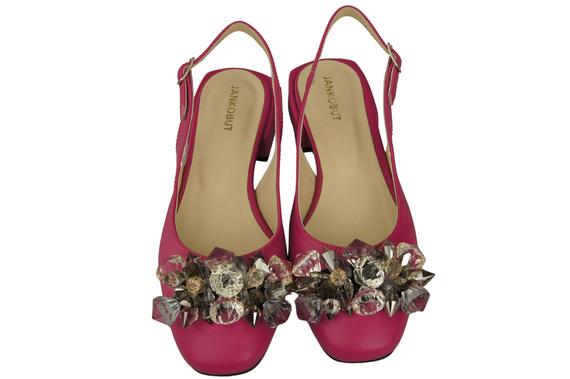 Damen Schuhe Purpurfarbig Sandalen mit Kristallen Naturleder 215 ElitaBut