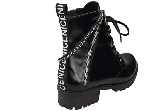 Schuhe Damenstiefeletten mit der Aufschrift NICE, Naturleder, Schwarz, Glänzend 173 L ElitaBut