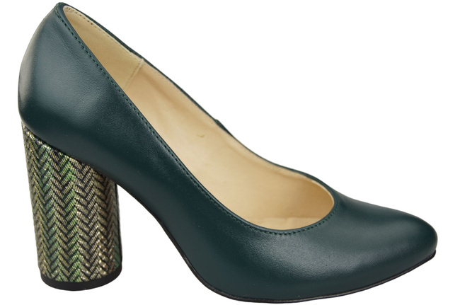 Damenschuhe Malachit Pumps Naturleder Bunter Zierabsatz 194 ElitaBut