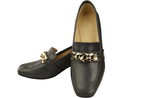 Damenschuhe mit Zierkette Pumps Mokassins Naturleder 193 Graphit ElitaBut