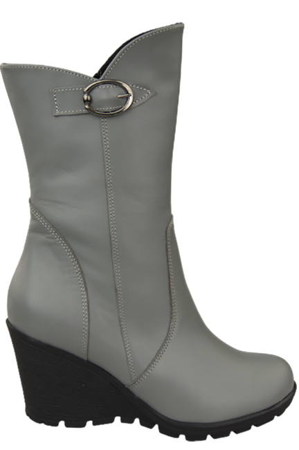 Damen-Keilstiefel, Naturleder, Grau 750 ElitaBut