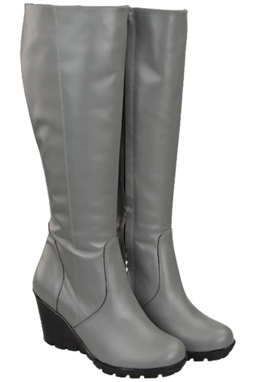 Damenschuhe Keilstiefel, Naturleder, Grau 745 ElitaBut