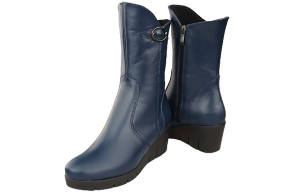 Damen-Keilstiefel, Naturleder, Marineblau 178 ElitaBut
