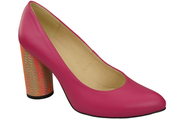 Damenschuhe Pumps Lila Naturleder Bunter Zierabsatz 194 ElitaBut