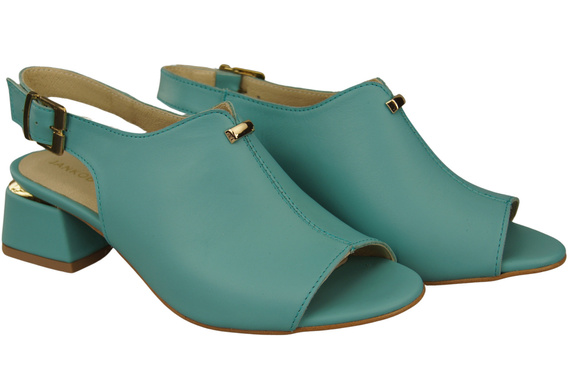 Damenschuhe Sandalen Türkis, goldene Schnalle, Naturleder 198 ElitaBut