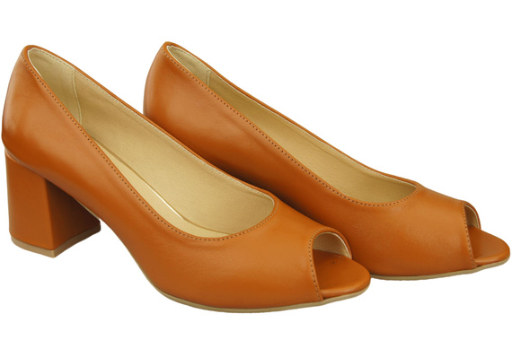 Damenschuhe PEEP TOE Pumps aus rotem Naturleder mit beschichtetem Absatz 192 ElitaBut