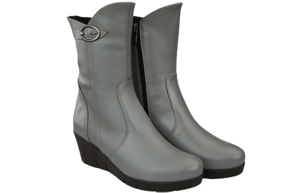 Damen-Keilstiefel, Naturleder, Grau 178 ElitaBut