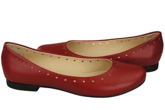 Damenschuhe Bequeme Ballerinas, Naturleder, Rot 162 ElitaBut