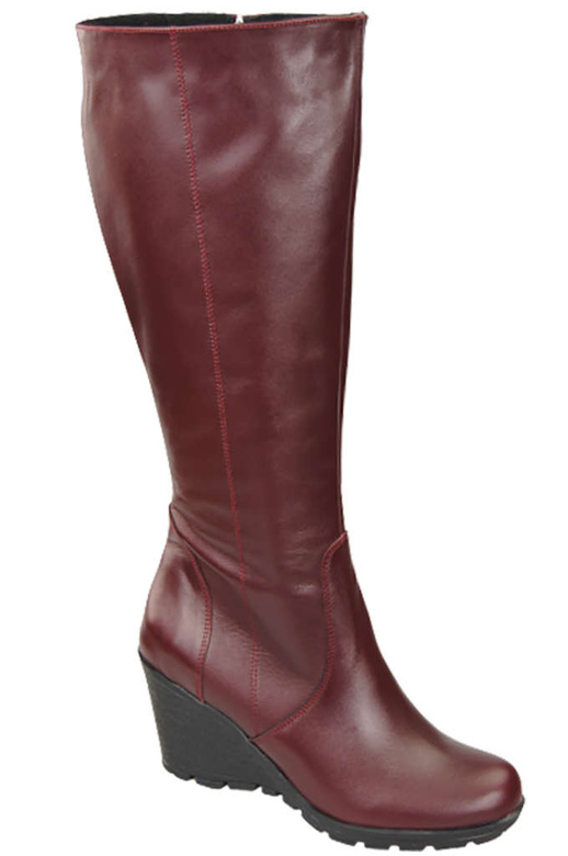 Damenschuhe Keilstiefel, Naturleder, Burgund 745 ElitaBut