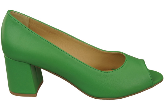 Damenschuhe PEEP TOE Pumps Limettengrünes Naturleder mit beschichtetem Absatz 192 ElitaBut