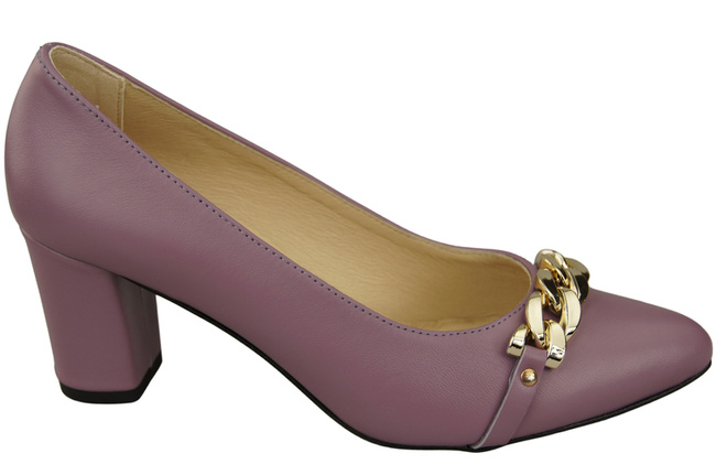 Klassische Frauen Lilie Naturleder Schuhe mit Gold Ornament Kette 200 ElitaBut
