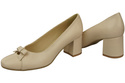Damen Pumps mit Schleife Beige Naturleder und niedrigem Absatz 203 ElitaBut